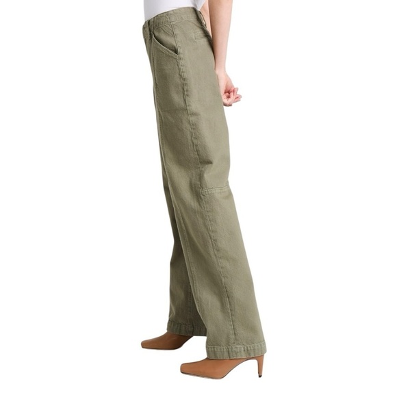 Frame Denim High-Rise Relaxed Washed Trouser Pants Green - Picture 6 of 11